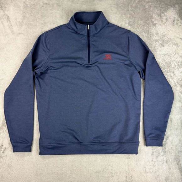 Peter Millar Golf Performance Stretch Mens 1/4 Zip Long Sleeve Mockneck Blue M - Picture 5 of 9